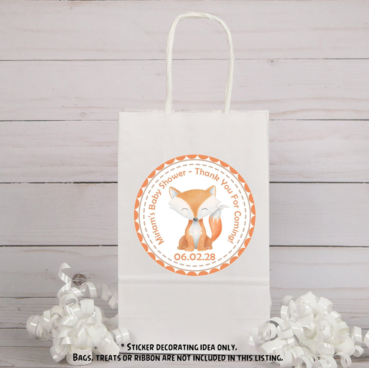 Rustic woodland fox favor label