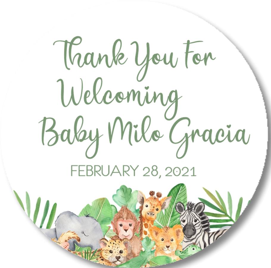 Safari Animals Baby Shower Stickers Or Favor Tags