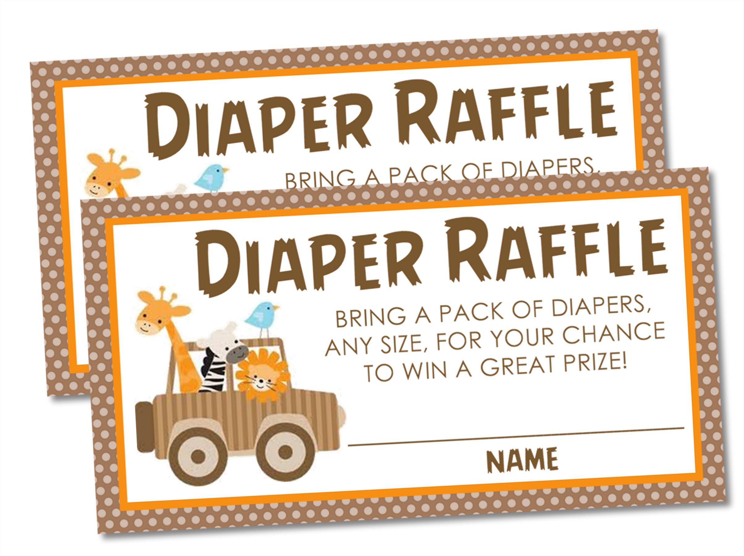 Safari Animals Diaper Raffle Tickets