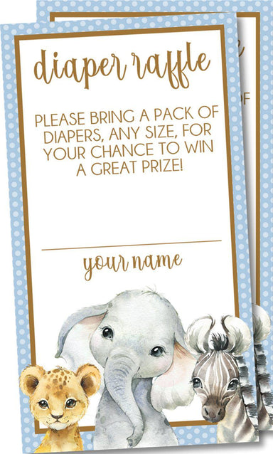 Safari Animals Diaper Raffle Tickets