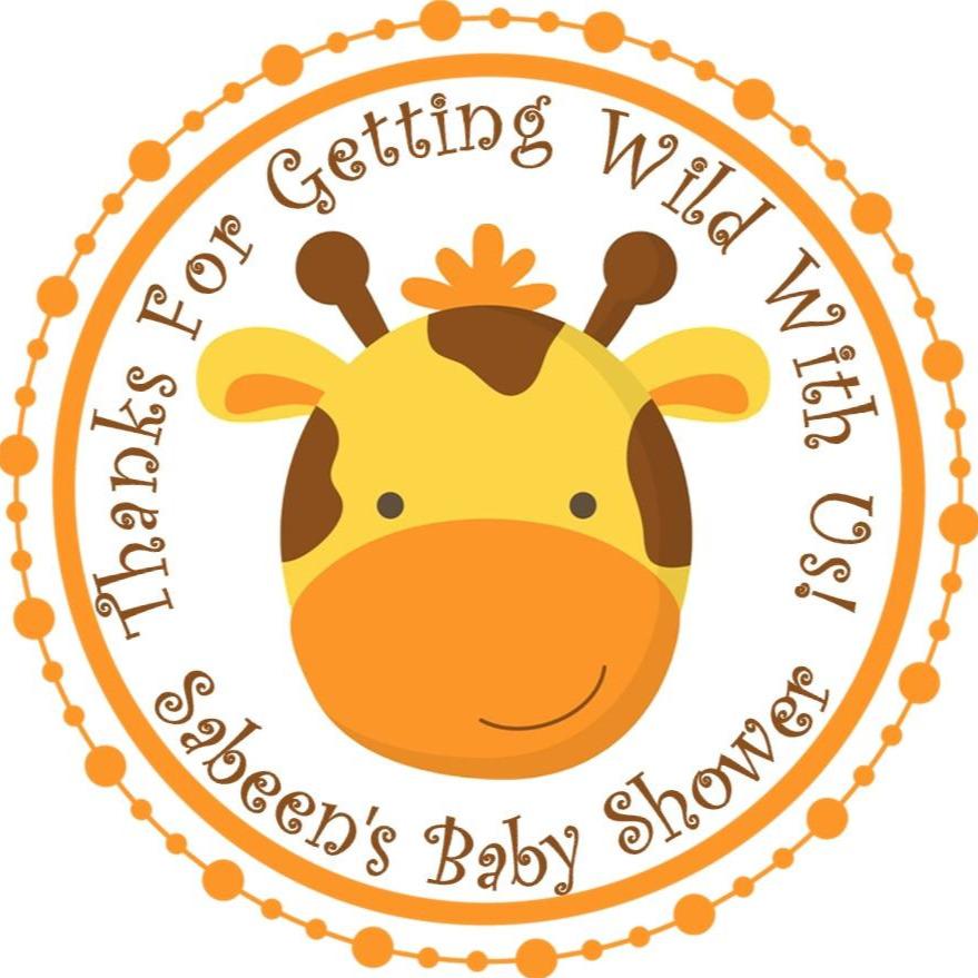 Safari Giraffe Baby Shower Stickers
