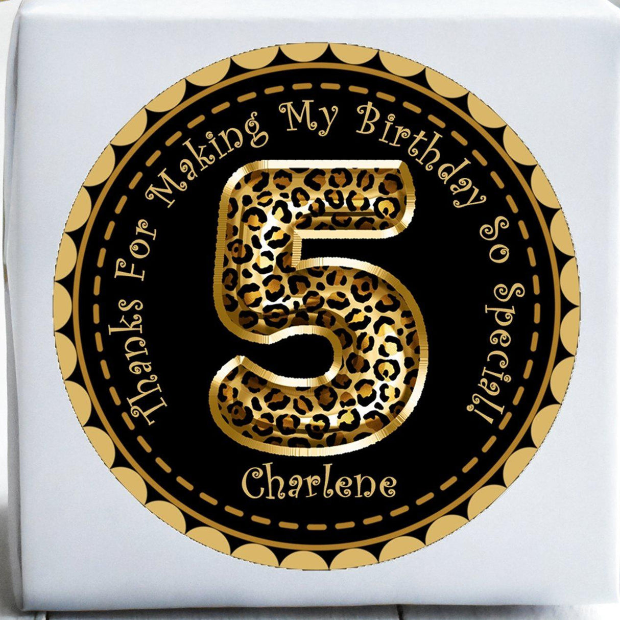 Safari leopard theme birthday sticker