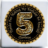 Safari leopard theme birthday sticker