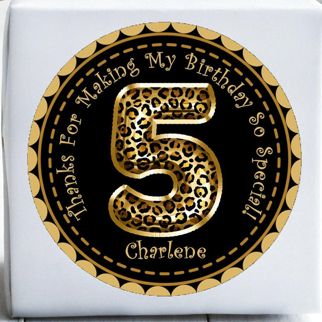 Safari leopard theme birthday sticker