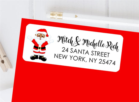 Santa Christmas address labels with festive holiday design
