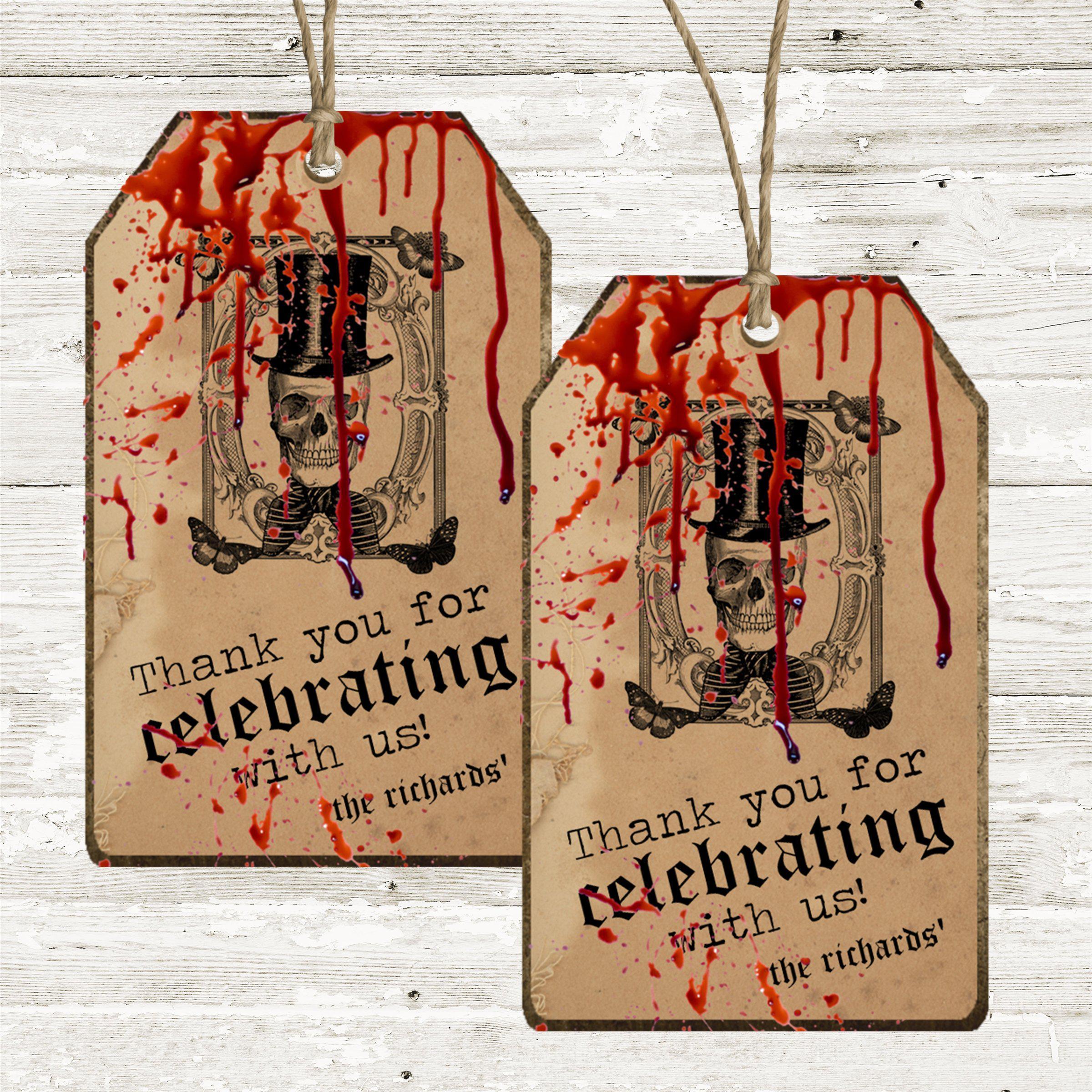 Scary Halloween Party Favor Tags