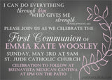 Scripture pink First Communion invitation