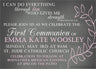 Scripture pink First Communion invitation