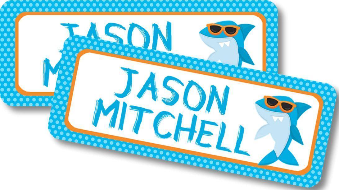 Shark Back To School Supply Name Labels
