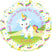 Shooting stars rainbow unicorn birthday sticker