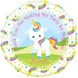 Shooting stars rainbow unicorn birthday sticker