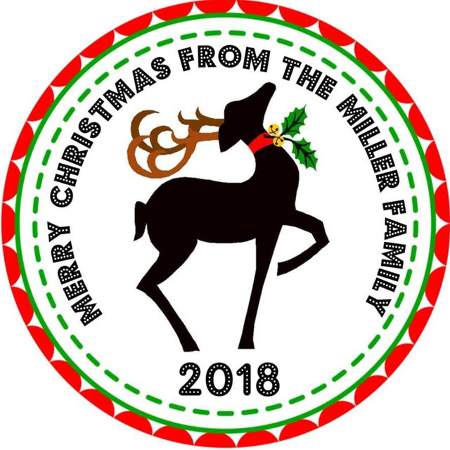Silhouette reindeer Christmas sticker personalized with family name