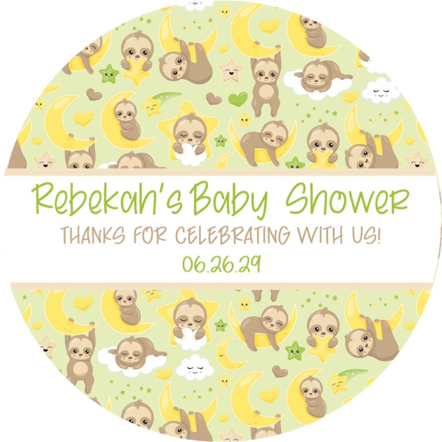 Sloth Baby Shower Stickers Or Favor Tags