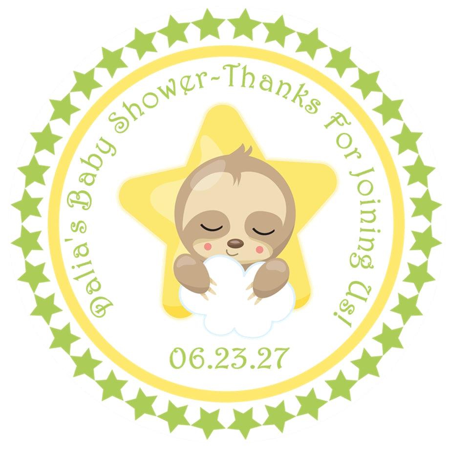 Sloth Baby Shower Stickers