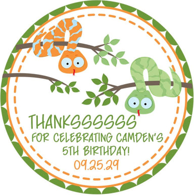 Snake Birthday Party Stickers Or Favor Tags