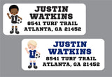 Soccer address labels with boy soccer player design