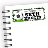 Soccer ball personalized school supply label