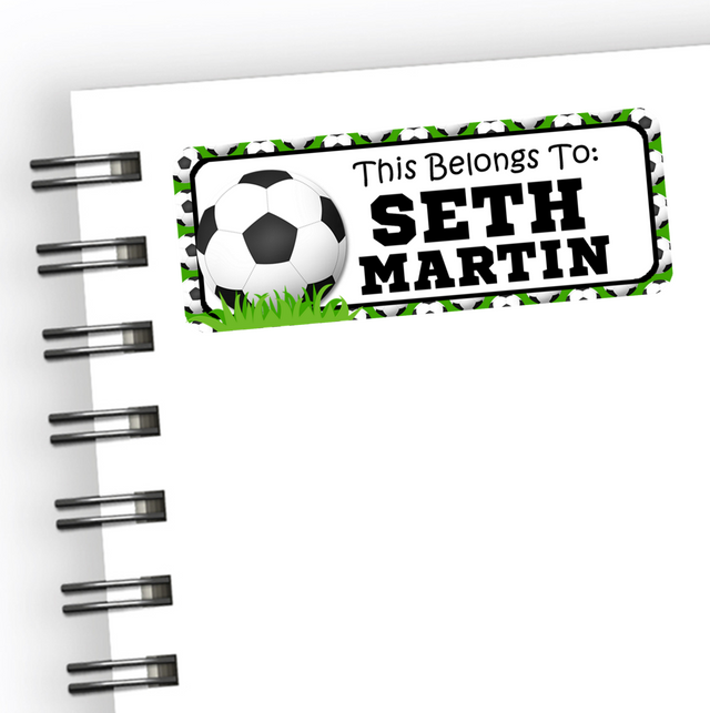 Soccer ball personalized school supply label