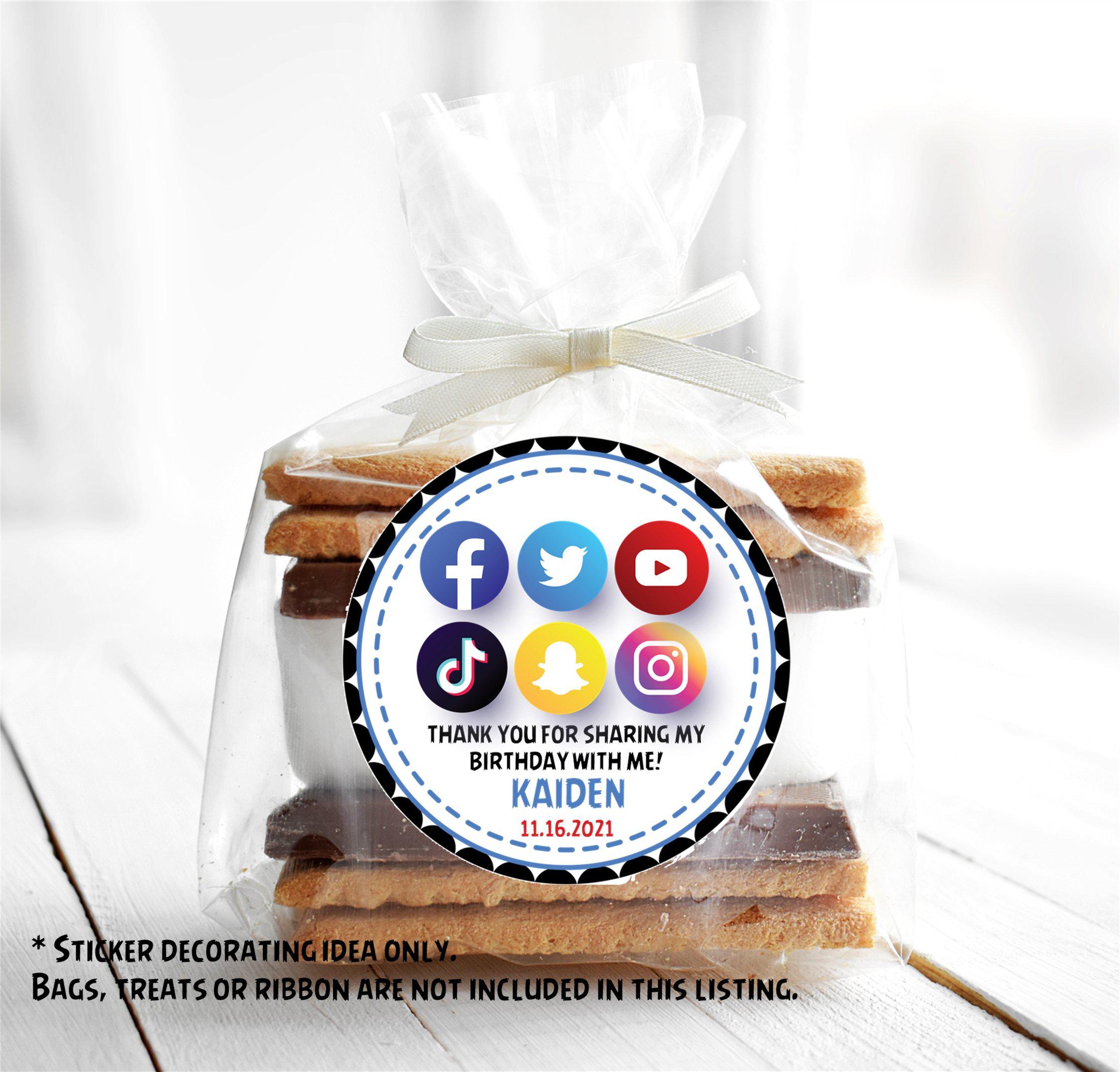 Social Media Birthday Party Stickers Or Favor Tags