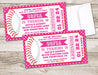 Softball Birthday Party Ticket Invitations