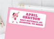 Softball personalized address labels on envelope