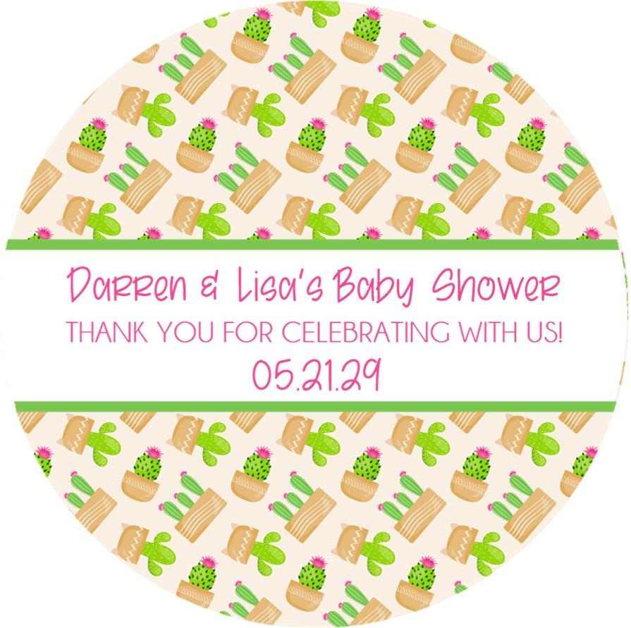 Southwestern cactus theme baby shower favor stickers