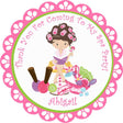 Spa girl birthday sticker with personalized name