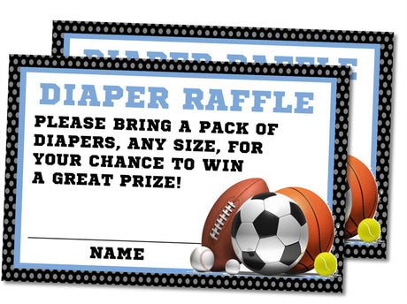 Sports Ball Baby Shower Diaper Raffle Tickets Printable PDF Download