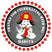 Spotted puppy fire truck party favor label