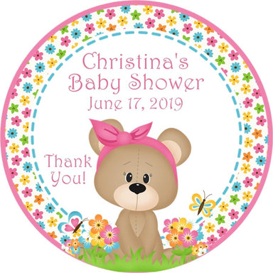 Spring Teddy Bear Baby Shower Stickers Or Favor Tags