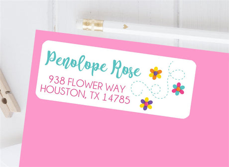 Spring flower address labels with colorful floral design