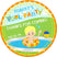 Summer splash party favor label in blue and orange