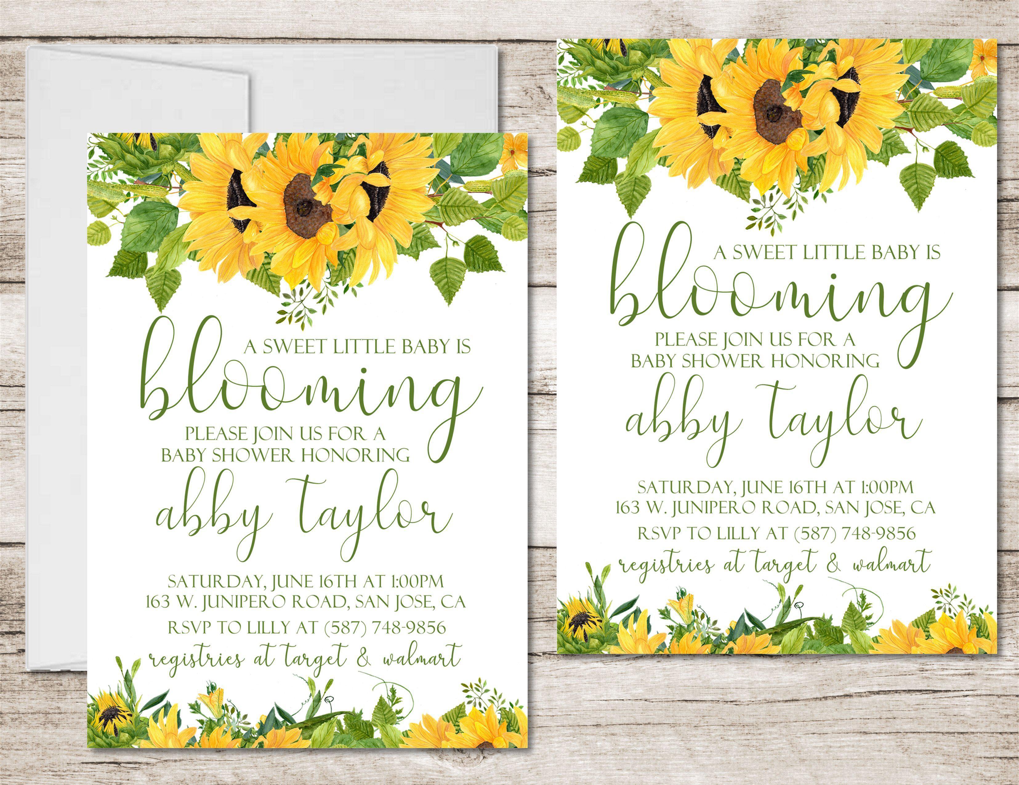 Sunflower Baby Shower Invitations