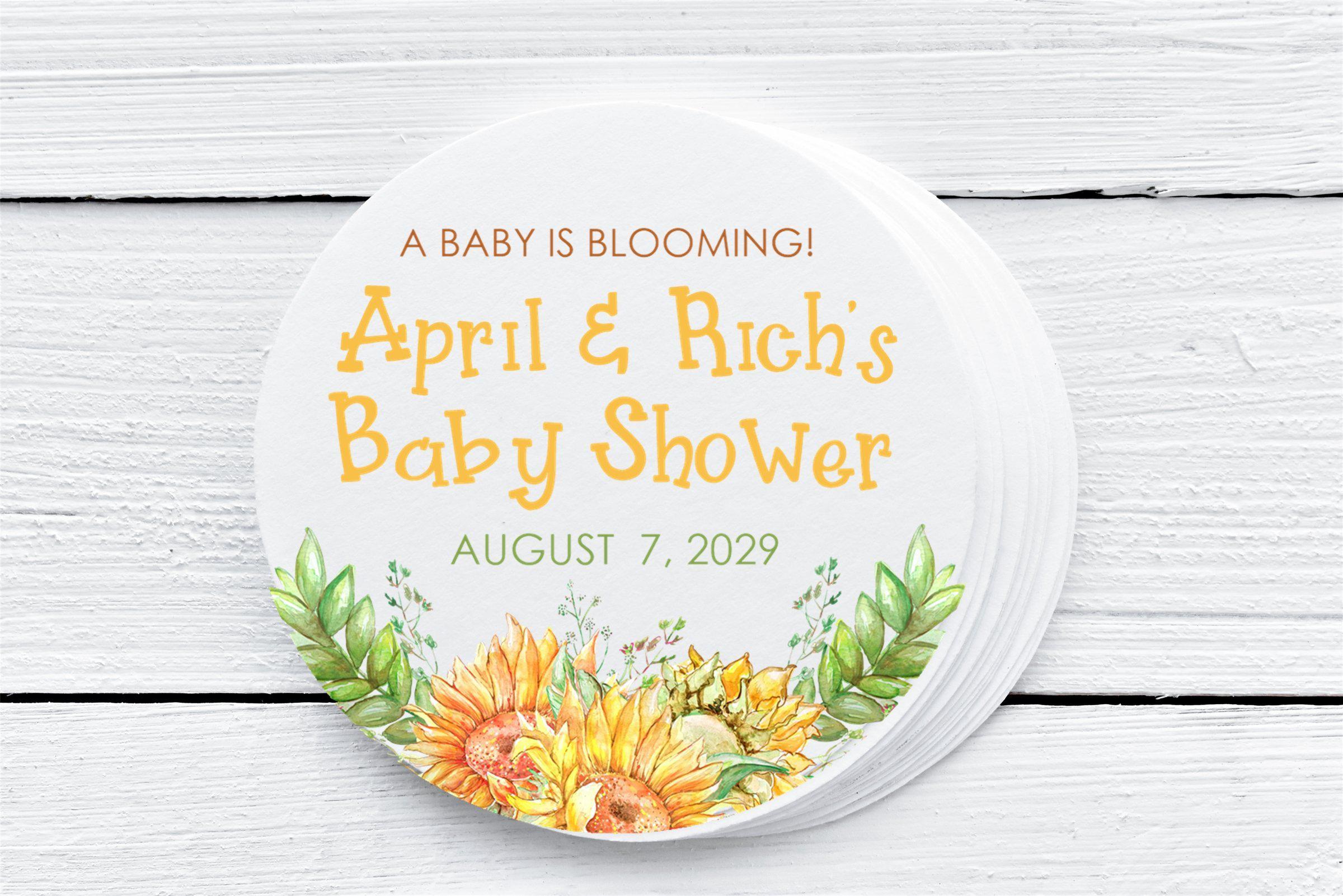 Sunflower Baby Shower Stickers Or Favor Tags