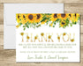 Sunflower Baby Shower Thank You Cards