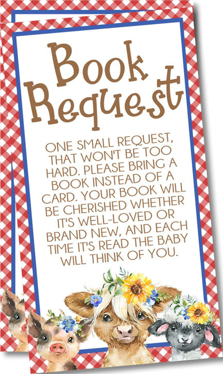 Sunflower Farm Baby Shower Book Request Cards Printable