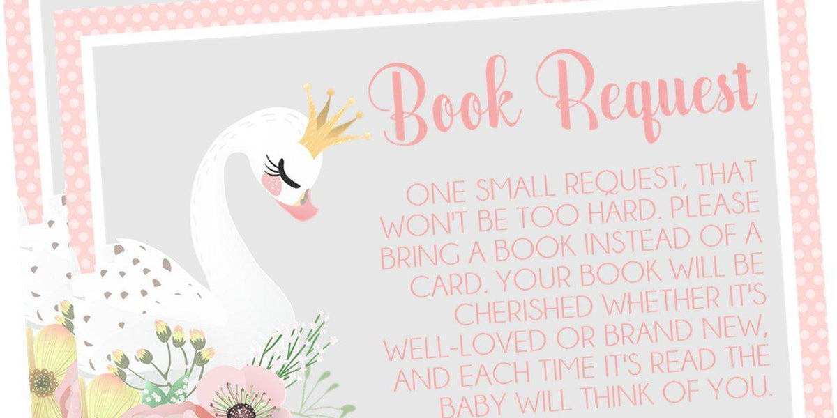 Swan Book Request Cards — Party Beautifully