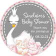 Swan princess baby shower sticker with floral design