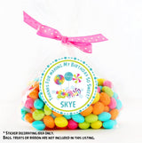 Sweet shop themed party label