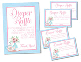 Tea Party Baby Shower Diaper Raffle Tickets Printable PDF Download