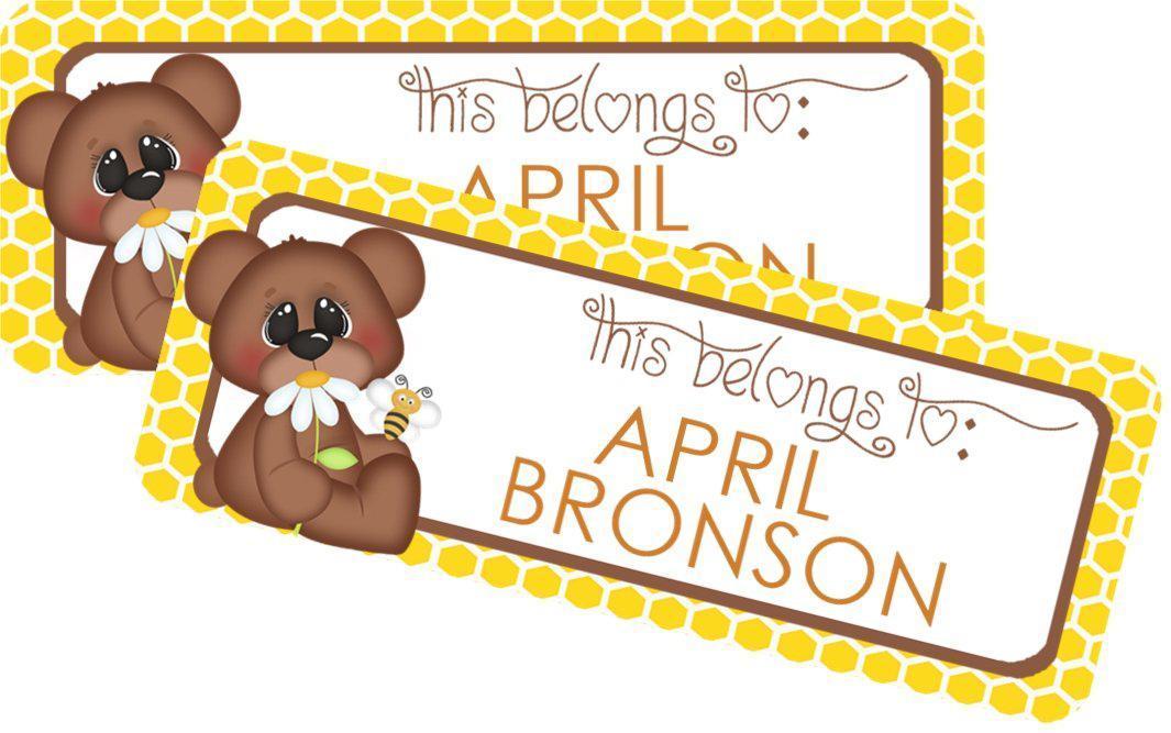 Teddy Bear Back To School Supply Name Labels