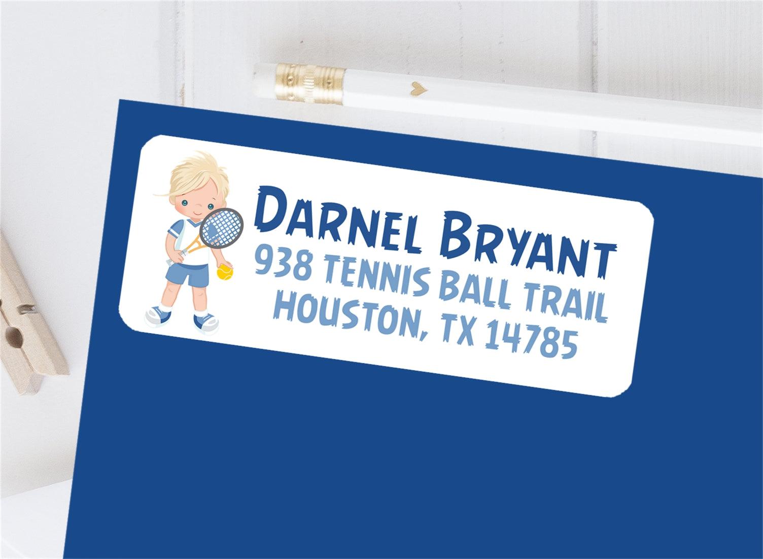 Tennis Address Labels For Boys