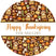 Thanksgiving sticker with autumn harvest pattern and fall icons