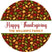 Thanksgiving sticker with autumn leaves pattern background