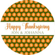 Thanksgiving sticker with repeating pumpkin pattern background