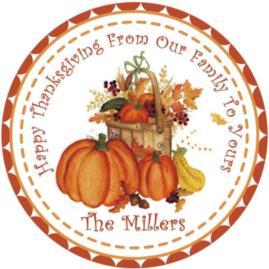 Thanksgiving turkey family sticker with fall harvest design