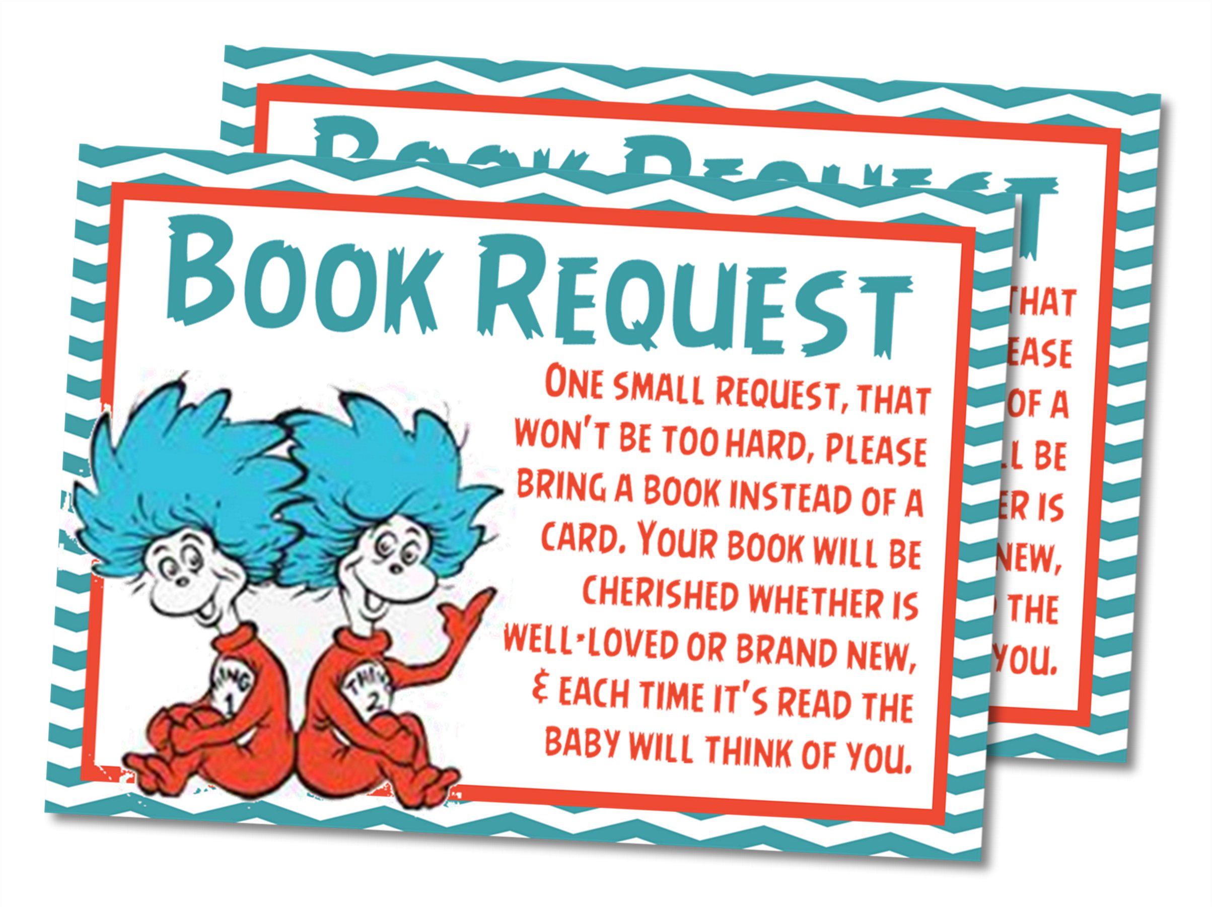 Thing 1 Thing 2 Book Request Cards