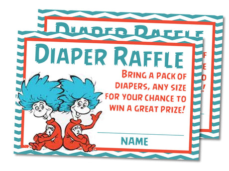 Thing 1 Baby Shower Diaper Raffle Tickets Printable PDF Download