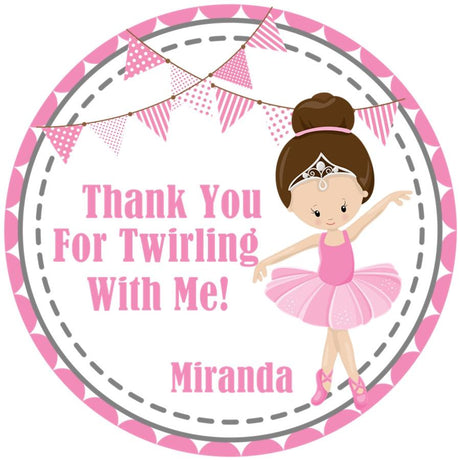 Tiara ballerina with bunting birthday sticker