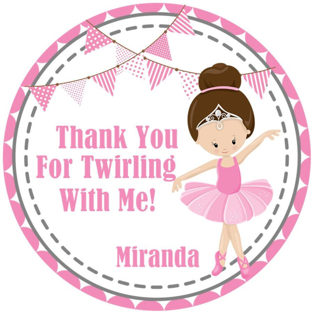 Tiara ballerina with bunting birthday sticker